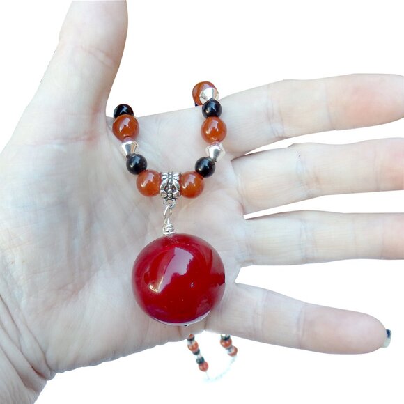 Carnelian Pendant Necklace Set 4268 - Picture 4 of 9